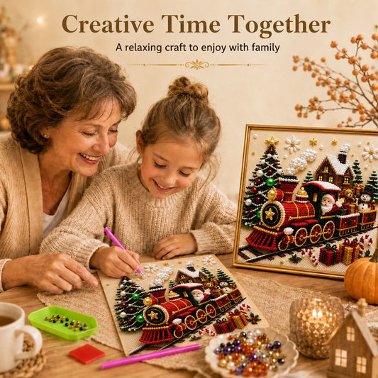 🎄🎅 Premium 3D-kerstwanddecoratieset met parels | Luxe canvas met flocklaag en krasbestendige, kleurvaste parelkorrels – doe-het-zelf kerstdecoratie ⛄️❄️