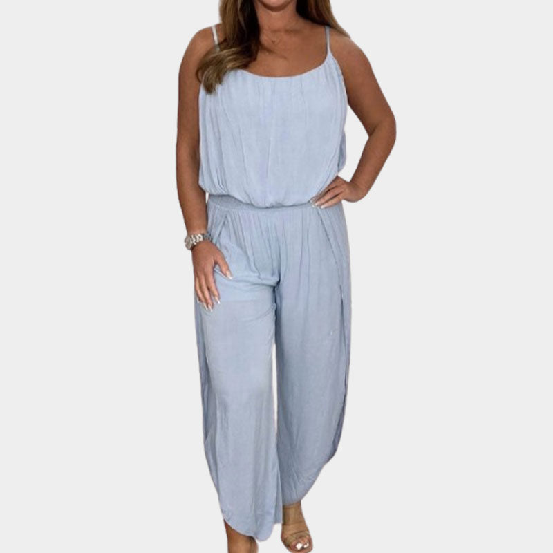 🌟Tijdelijke aanbieding 45% KORTING🎁Effen Jumpsuit Met Tailleband En Jarretels