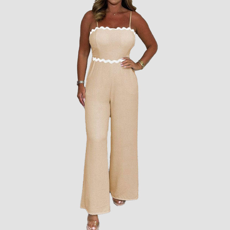 🔥Tijdelijke aanbieding 49% KORTING🎁🌸 Geribbelde jumpsuit met jarretelles en borstomslag