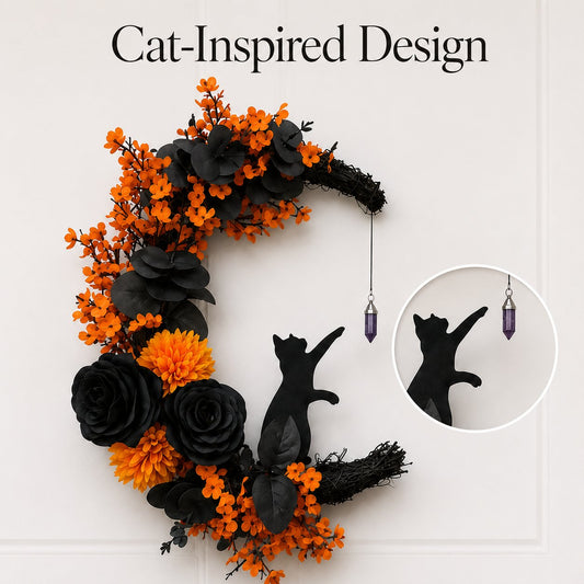 🌙Handmade Halloween Cat Wreath