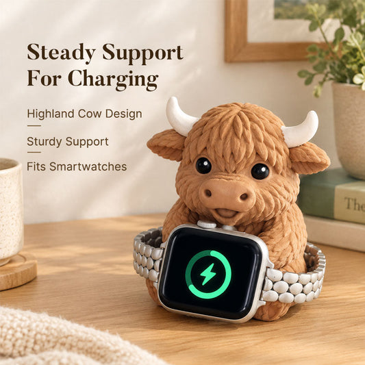 Highland Cow Smartwatch Charging Stand – Cute Desk & Bedside Holder