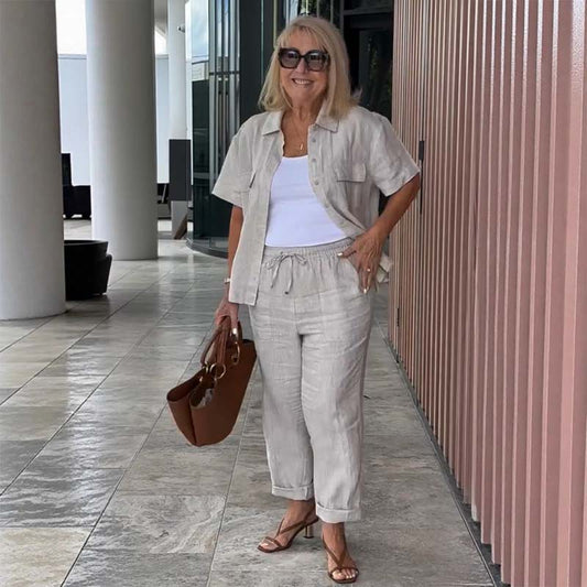 💞Gratis verzending⏳Tweedelige Set Van Katoen En Linnen