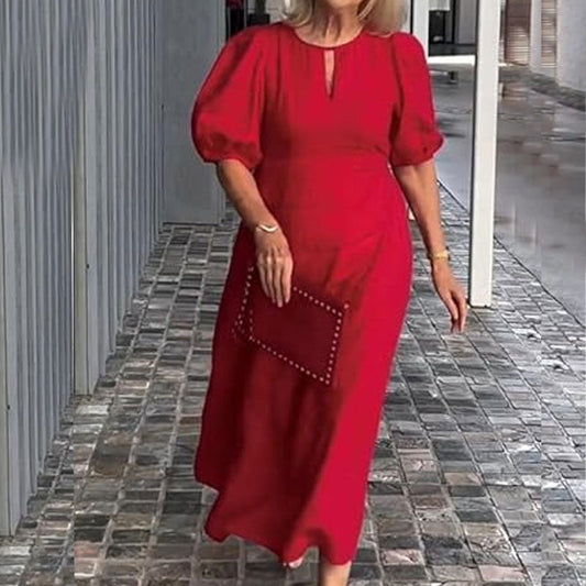 ✨Nieuwe productpromotie 45% korting🎁Effen Casual Jurk Met Pofmouwen