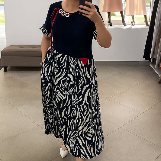 💞Maxi-Jurk Met Korte Mouwen En Knoopjesprint