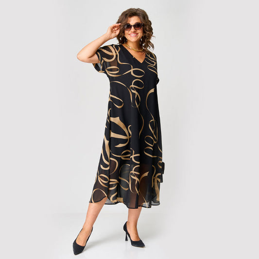 ✨Tijdelijke aanbieding 39% KORTING🎁🌸Bedrukte ontspannen jurk met V-hals