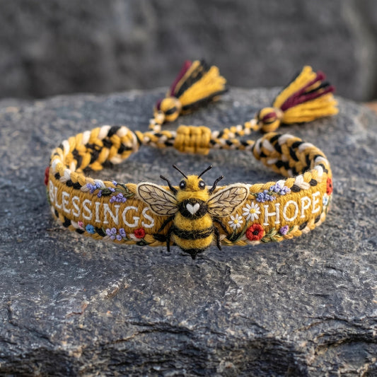 🌼Zegeningen & Hoop 🐝2026 Limited Edition Handgemaakte geweven armband met bijenmotief