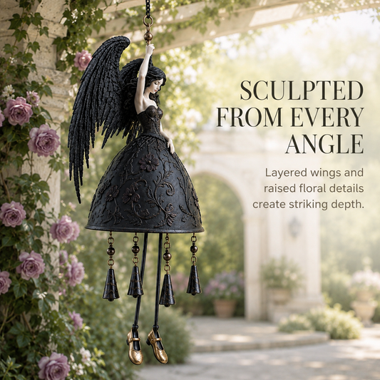 🖤 Dark Angel Gothic windgong – Betoverende hangende decoratie voor in de tuin