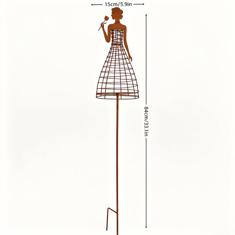 Klimrek voor planten in ‘Rust’-stijl met vrouwelijke jurk 🌹 Tuindecoratie voor buiten