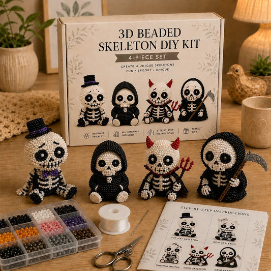 🔥Laatste dag: 50% KORTING 💀 3D-skelet met kralen – doe-het-zelfpakke