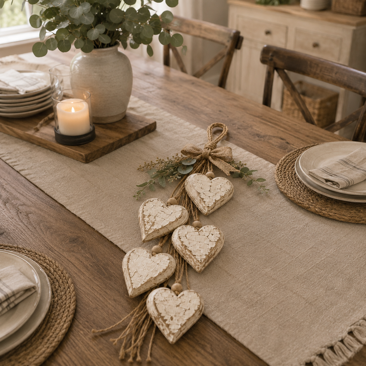🤎 Wanddecoratie met hangend hartj
