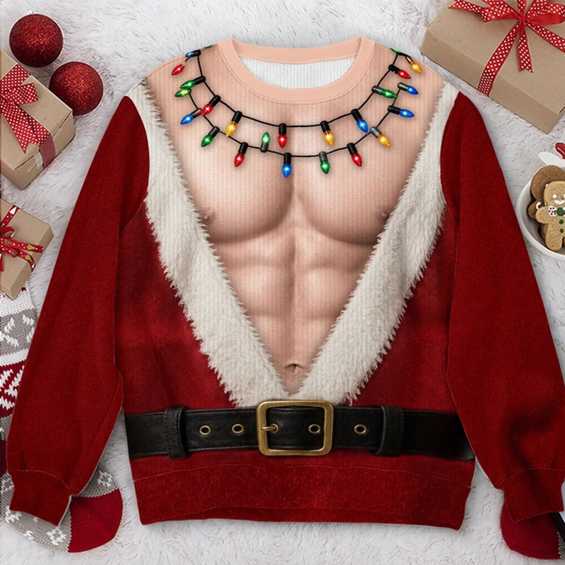 ๐
Grappig kerstshirt met lange mouwen en kerstmanmotief | Opvallend feestshirt voor de feestdagen