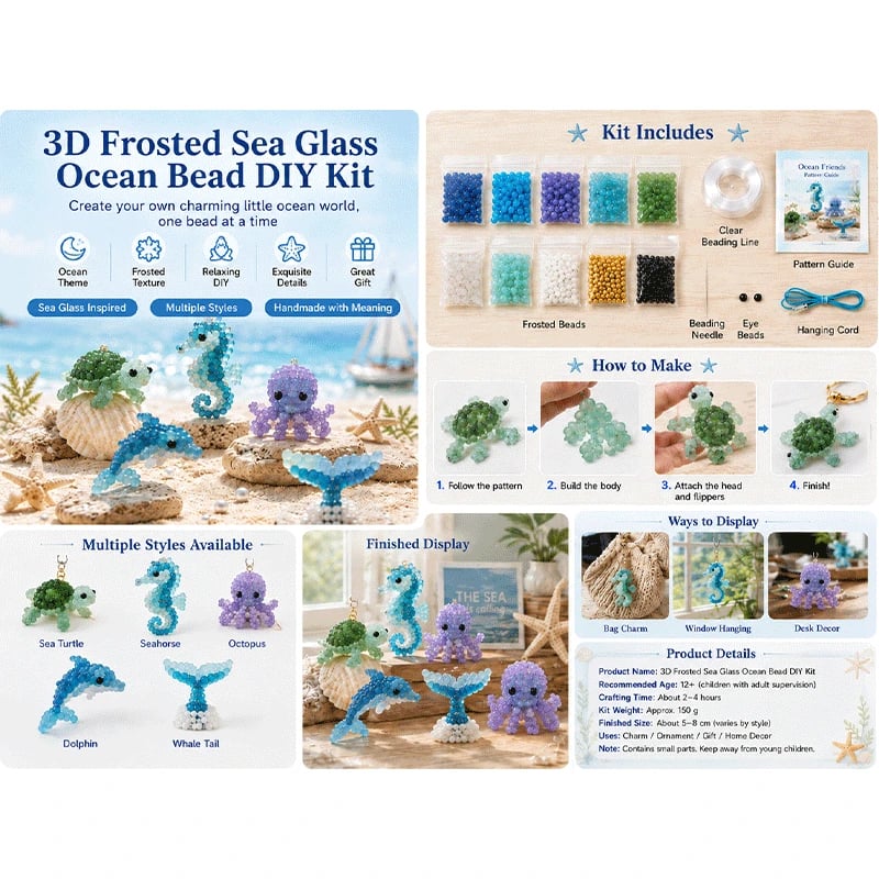 🐳 DIY-set voor het maken van kralen in de stijl van berijpt zeeglas