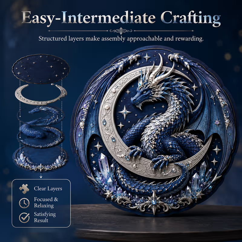 π Moon Guardian Dragon 3D houten doe-het-zelf wanddecoratie