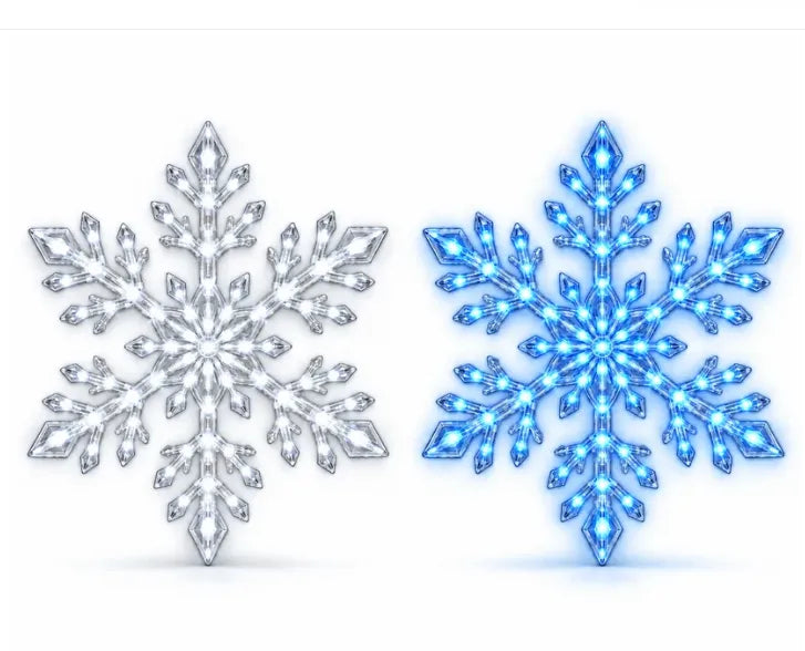 ❄️ LED-wandlampjes in de vorm van sneeuwvlokken | 3D-kerstversiering met sneeuwvlokken | Sets met 12, 24 en 36 sneeuwvlokken | Blauw en wit licht + afstandsbediening ✨