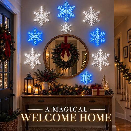 ❄️ LED-wandlampjes in de vorm van sneeuwvlokken | 3D-kerstversiering met sneeuwvlokken | Sets met 12, 24 en 36 sneeuwvlokken | Blauw en wit licht + afstandsbediening ✨
