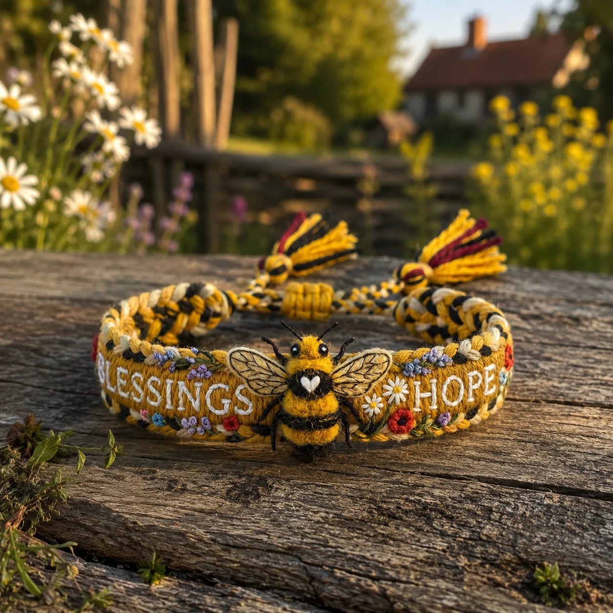 🌼Zegeningen & Hoop 🐝2026 Limited Edition Handgemaakte geweven armband met bijenmotief
