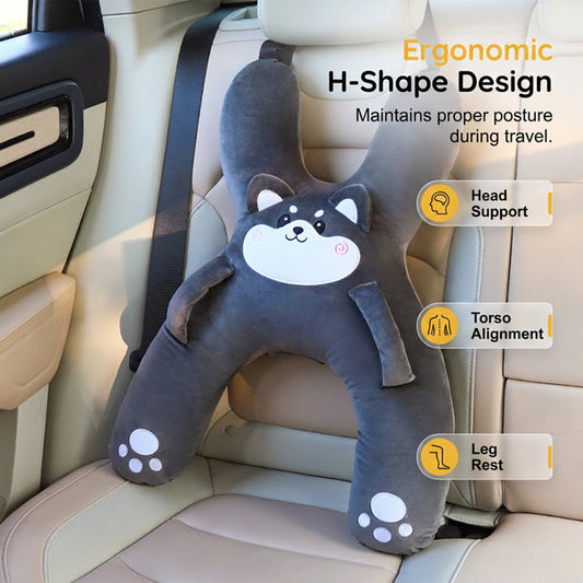 🧸 Zacht, H-vormig autokussen voor peuters – ✨ ergonomische ondersteuning voor hoofd en nek van kinderen