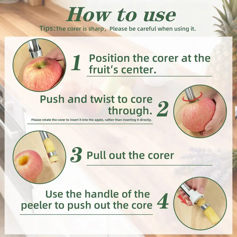 🍓 Multifunctionele Fruit Ontkroner – Eén Tool voor Al Jouw Favoriete Fruit! 🍎✨