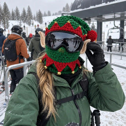 🎅🏂 3D-kerstmasker van gebreid materiaal | 🌬️Warme gezichtsmasker in 3 feestelijke stijlen voor skivakanties, feestjes en winteravonturen