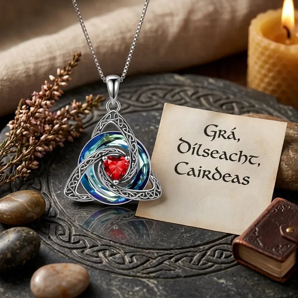 ✨Ketting met geboortesteen en Keltische drievoudige knoop – Een betekenisvol symbool van liefde en verbondenheid ❤️