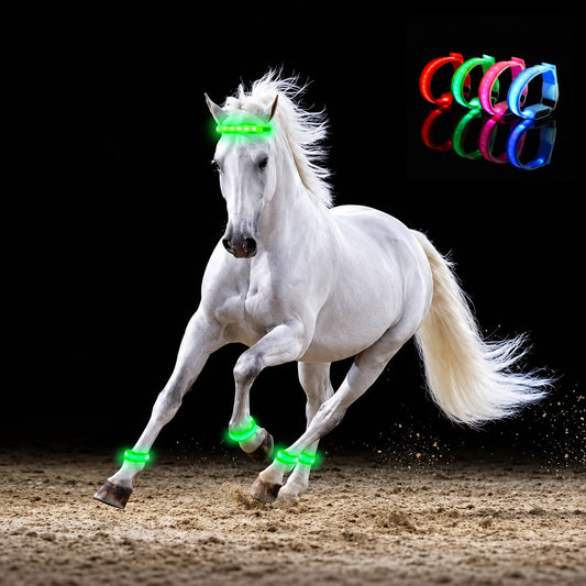 🐎 LED-beenbanden voor paarden – set van 4 | Oplaadbare veiligheidslampjes voor 's nachts | Verstelbare klittenbandbevestiging, geschikt voor paarden van alle maten ✨