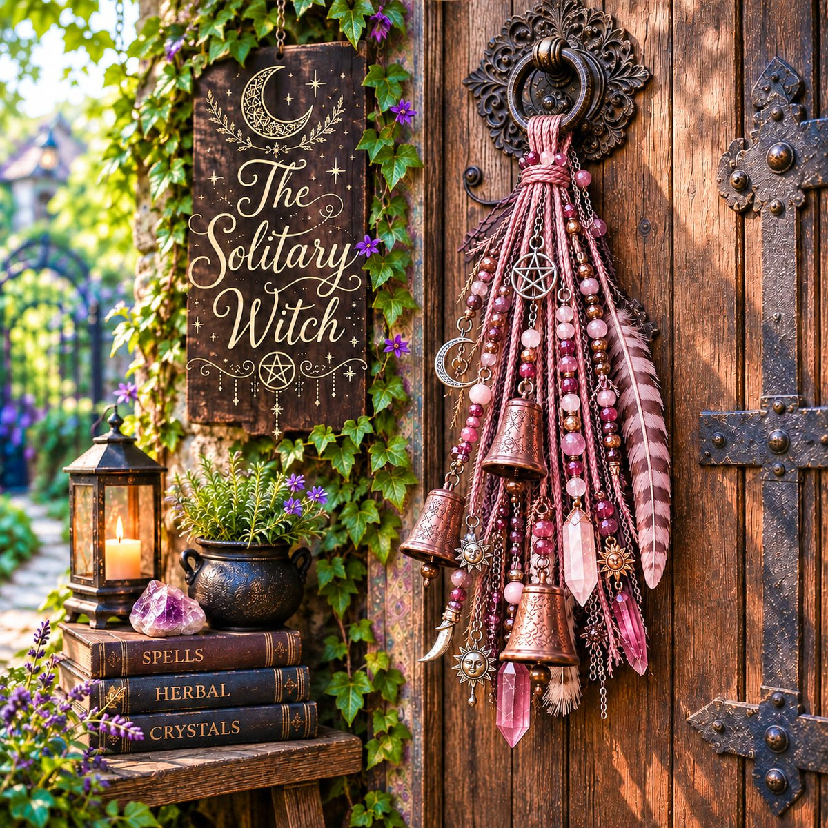 🔮Hangende bel voor op de deur in heksenthema | 🌙Bellen, kristallen en hemelse hangende decoraties