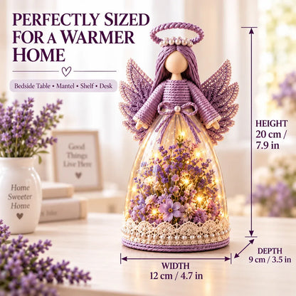 Blooming Guardian Angel Light | Bloemvormig LED-beeldje in lavendel, roze en salie