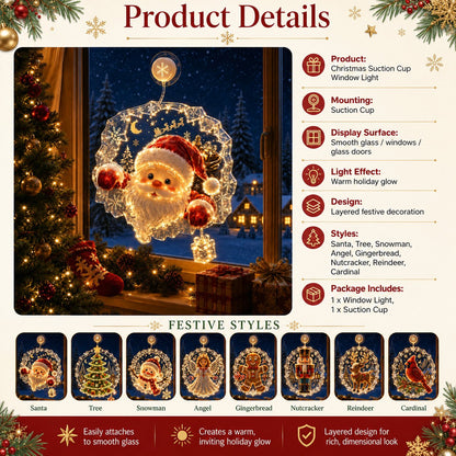 ⏳ Laatste dag: 49% KORTING – 🎄Verlichte kerstversiering voor het raam met zuignap | Warme LED-raamverlichting met dubbellaags ontwerp en diverse feestelijke stijlen ✨