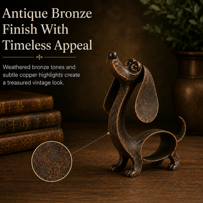 Antieke bronzen beeldje van een teckel