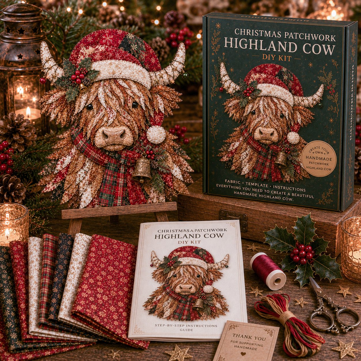 🔥LAATSTE DAG 49% KORTING - 🎅DIY-decoratieset met kerstpatchworkstof – Prachtige resultaten, geen ervaring nodig