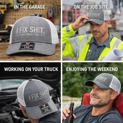 🔥LAATSTE DAG 49% KORTING –🛠️ I Fix Shit-truckerpet – Grappige pet voor monteurs en klussers