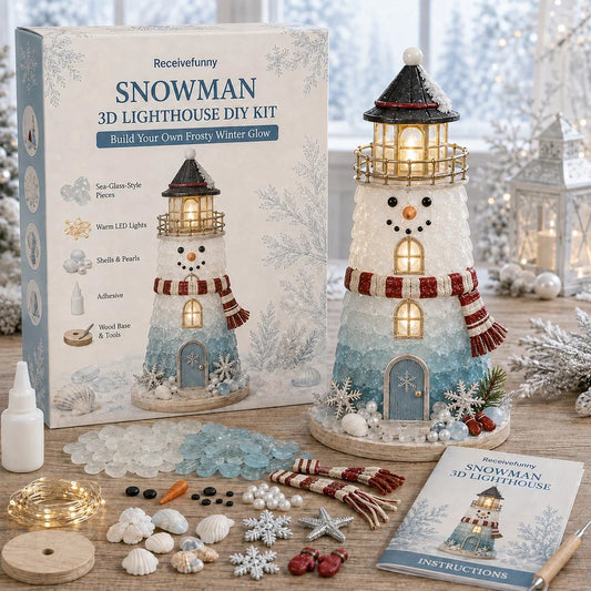 ⏳ Last Day 49% OFF – 🎄Beginner-Friendly DIY Lighted Christmas Character Sea Glass-Style Lighthouse Kit Collection | Complete Kit with Sea Glass-Style Pieces, LED Lights & Step-by-Step Guide Included 💕