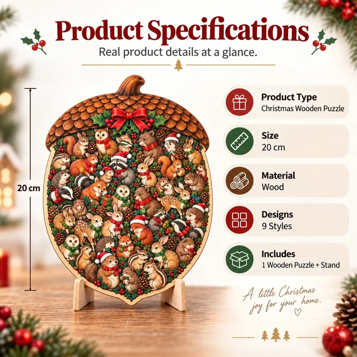 🎄Christmas Wooden Puzzle with Stand | 9 Festive Designs to Build & Display 🧩