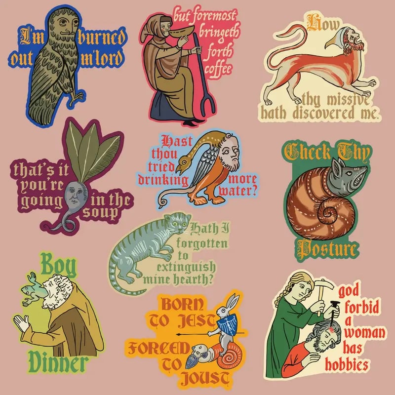 😂50 soorten ‘Dark Ages’: extra grote middeleeuwse satirische stickers