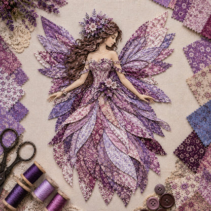 🧚‍♀️🌸 Premium DIY-pakket ‘Fairy Patchwork’ | Hoogwaardige gelaagde stof met bloemenvleugels – DIY handgemaakte fantasiewanddecoratie ✨