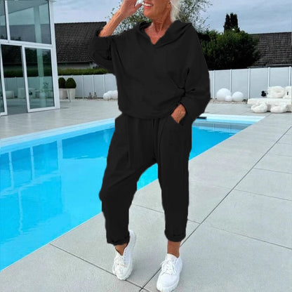 🔥Hot sale 49% KORTING🎁Effen kleur hoodie met capuchon, tweedelige set