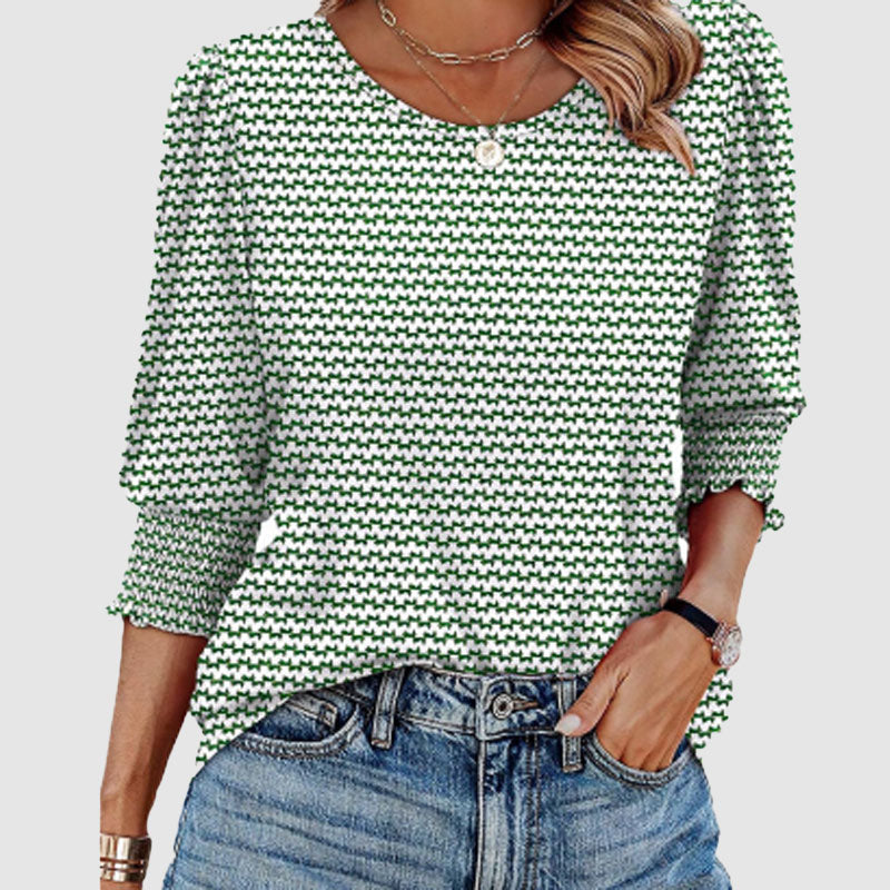 🔥Blouses voor dames Casual 3/4 mouwloze damestops met gesmokte manchetten