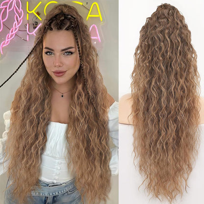 💜Water Ripple Lange Krullende Paardenstaart Clip Pruik💜