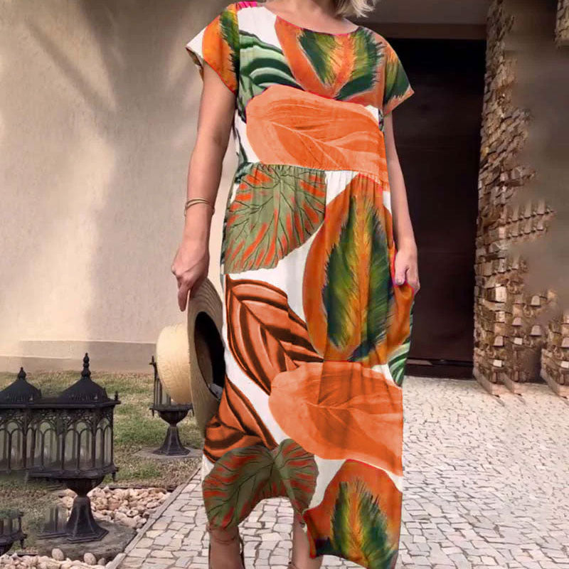 🌴 Bohemian Chic Jurk met V-hals en Split – Voor Zomer & Strand