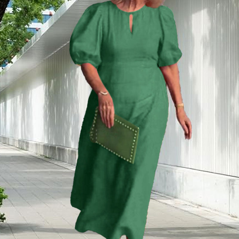 ✨Nieuwe productpromotie 45% korting🎁Effen Casual Jurk Met Pofmouwen