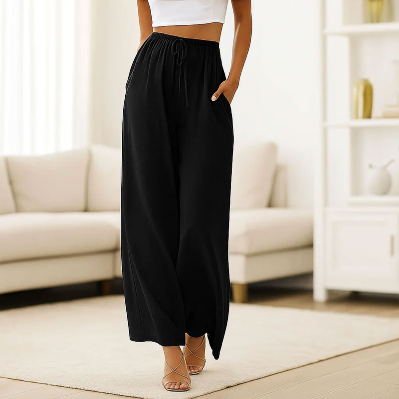 ✨Tijdelijke aanbieding 45% KORTING🎁Linnen Broek Met Trekkoord En Wijde Pijpen