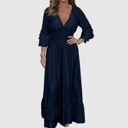 ✨Nieuwe artikelen 35% korting🎁Satijnen V-hals ruchejurk