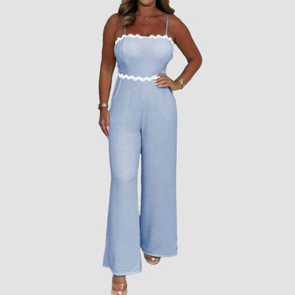 🔥Tijdelijke aanbieding 49% KORTING🎁🌸 Geribbelde jumpsuit met jarretelles en borstomslag