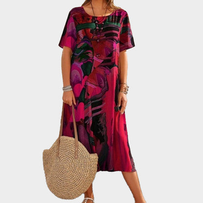 ☀️💖Summer Loose Print Dress | Round Neck Short Sleeves