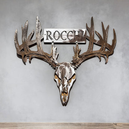 Gepersonaliseerd metalen hertenschedelrek