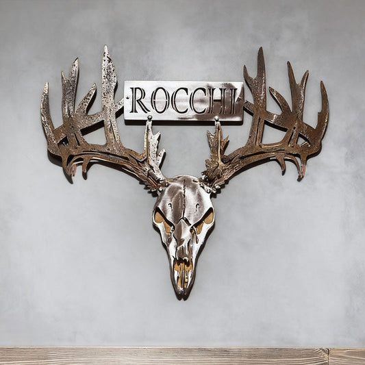 Gepersonaliseerd metalen hertenschedelrek