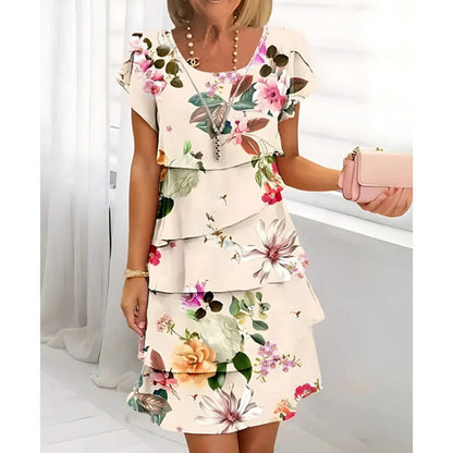 🌸Lente specials🌸 Cascade jurk met meerdere planten en bloemenprint