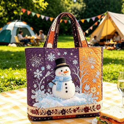 Vintage kerst-draagtas met kerstmanprint | Feestelijke herbruikbare boodschappentas