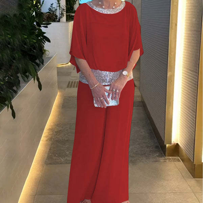 💞Tijdelijke aanbieding 49% KORTING🎁💞Dames tweedelige pailletten set met kleurblok