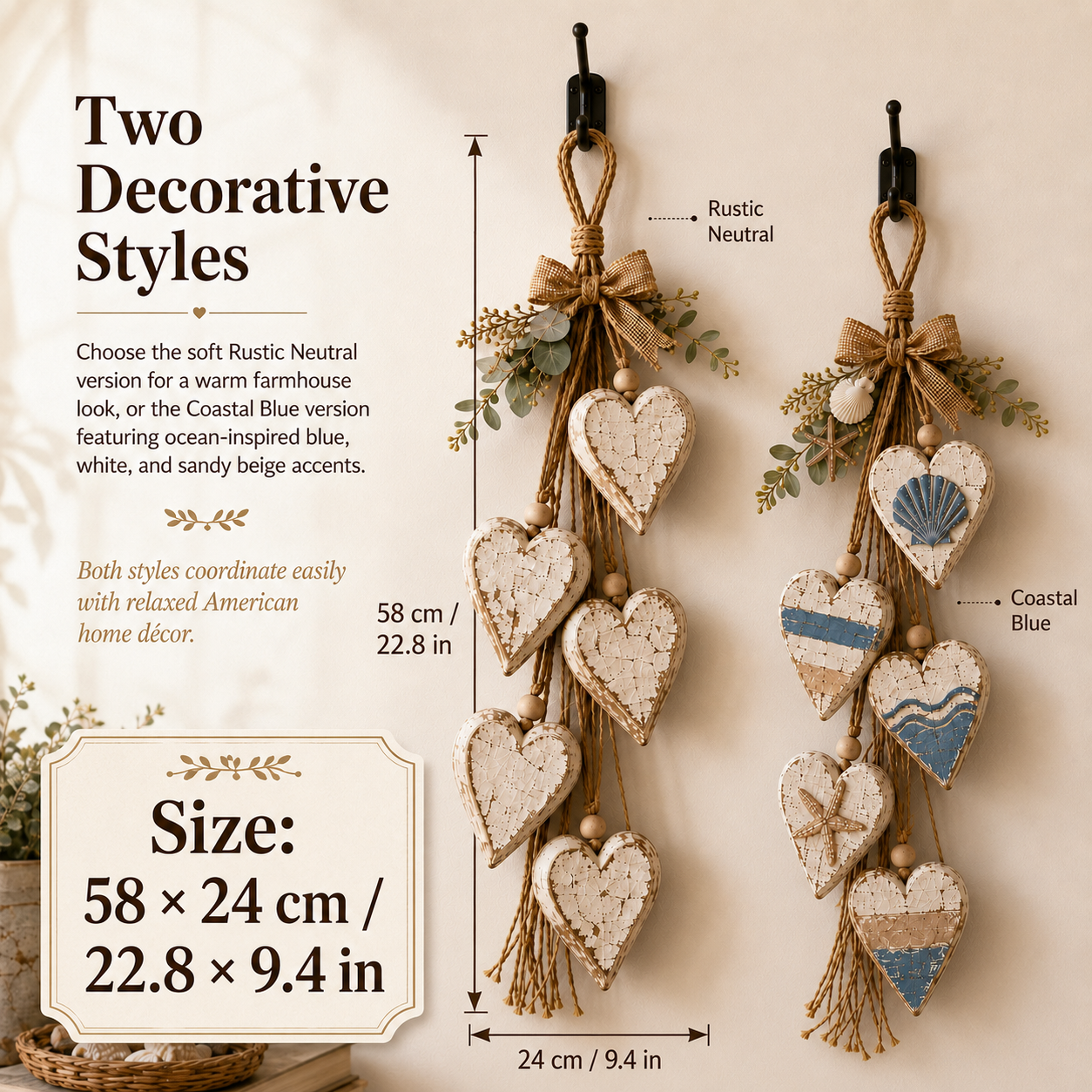 🤎 Wanddecoratie met hangend hartj